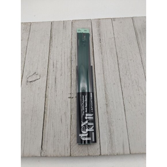 Vintage J&P Coats Flex Knit All Purpose Zipper 18" Forest Green 61-A - Picture 1 of 6